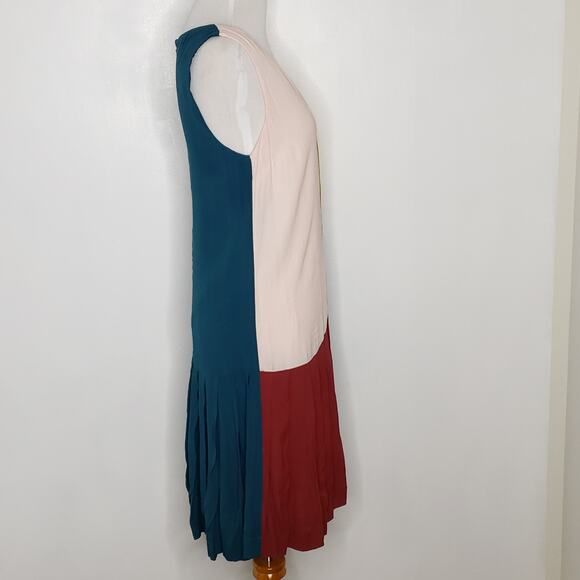 Anthropologie HD in Paris Jules Colorblock Shift Drop Waist Flapper Teal Women 4 - Picture 3 of 12